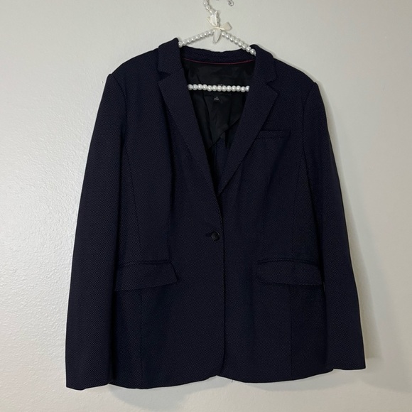 Ann Taylor Women Navy Polka Dot One Button Blazer Jacket - Picture 9 of 11
